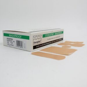 Washproof Hypo-Allergenic Plasters. 5 Assorted Sizes.